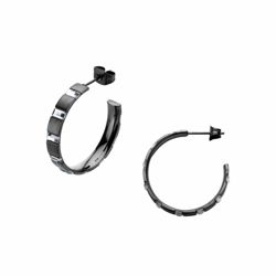 Black Ion-plated Steel Hoops with Baguette Czs